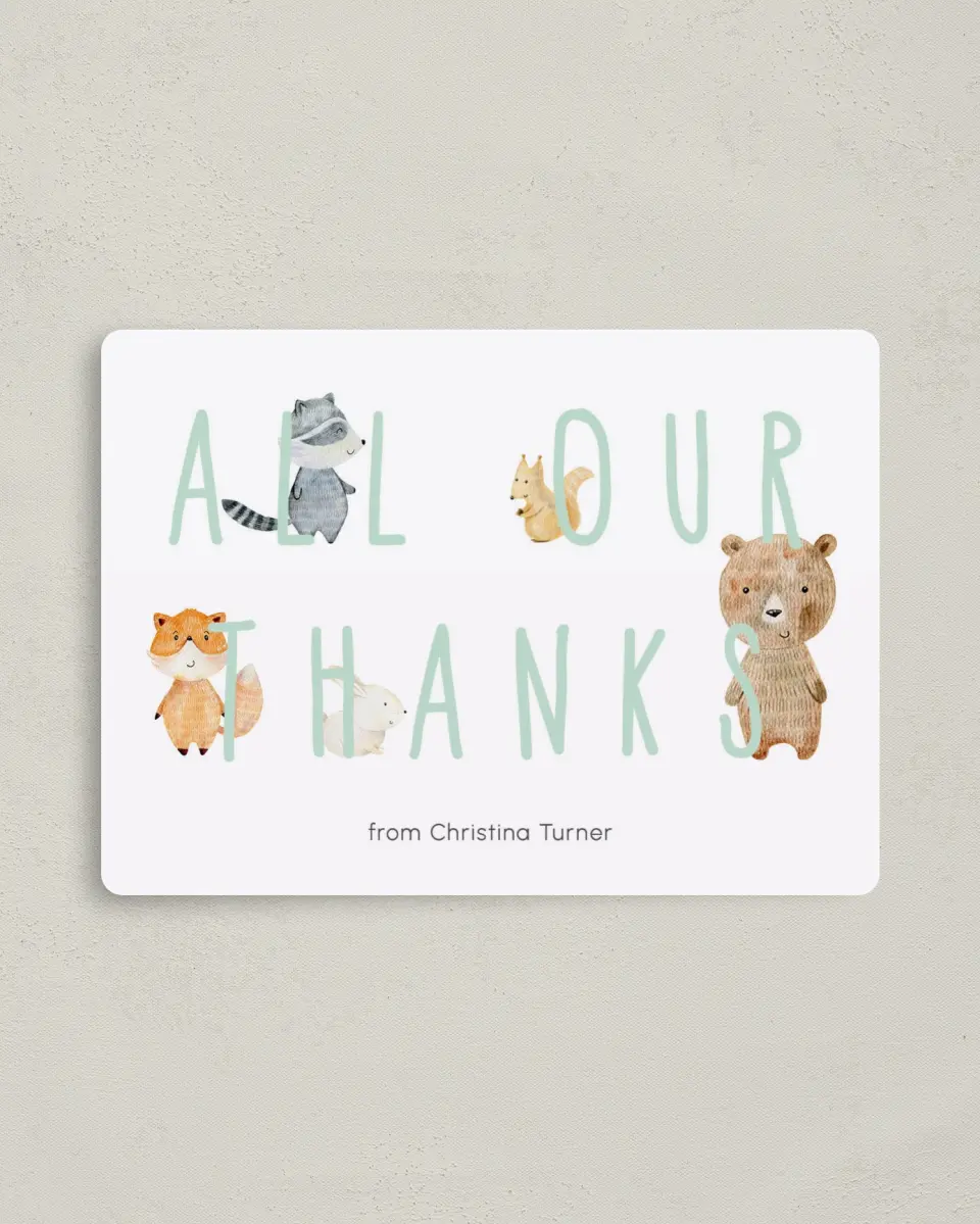 This is a 4" x 5½" Graduation Thank You Magnet called Creature Peek printed in full color with a Luxe Satin finish