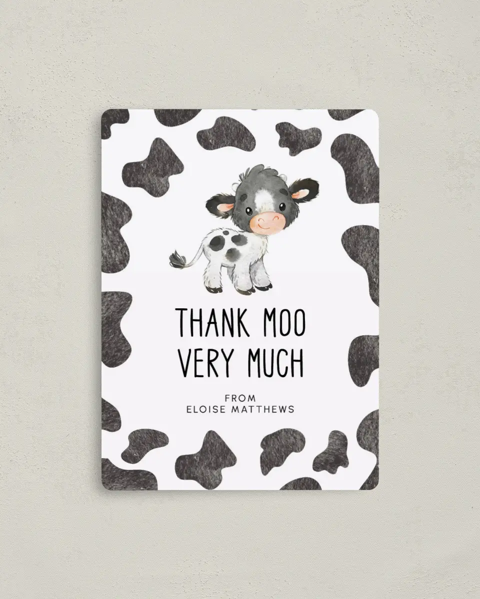 This is a 4" x 5½" Graduation Thank You Magnet called Modern Moo printed in full color with a Luxe Satin finish