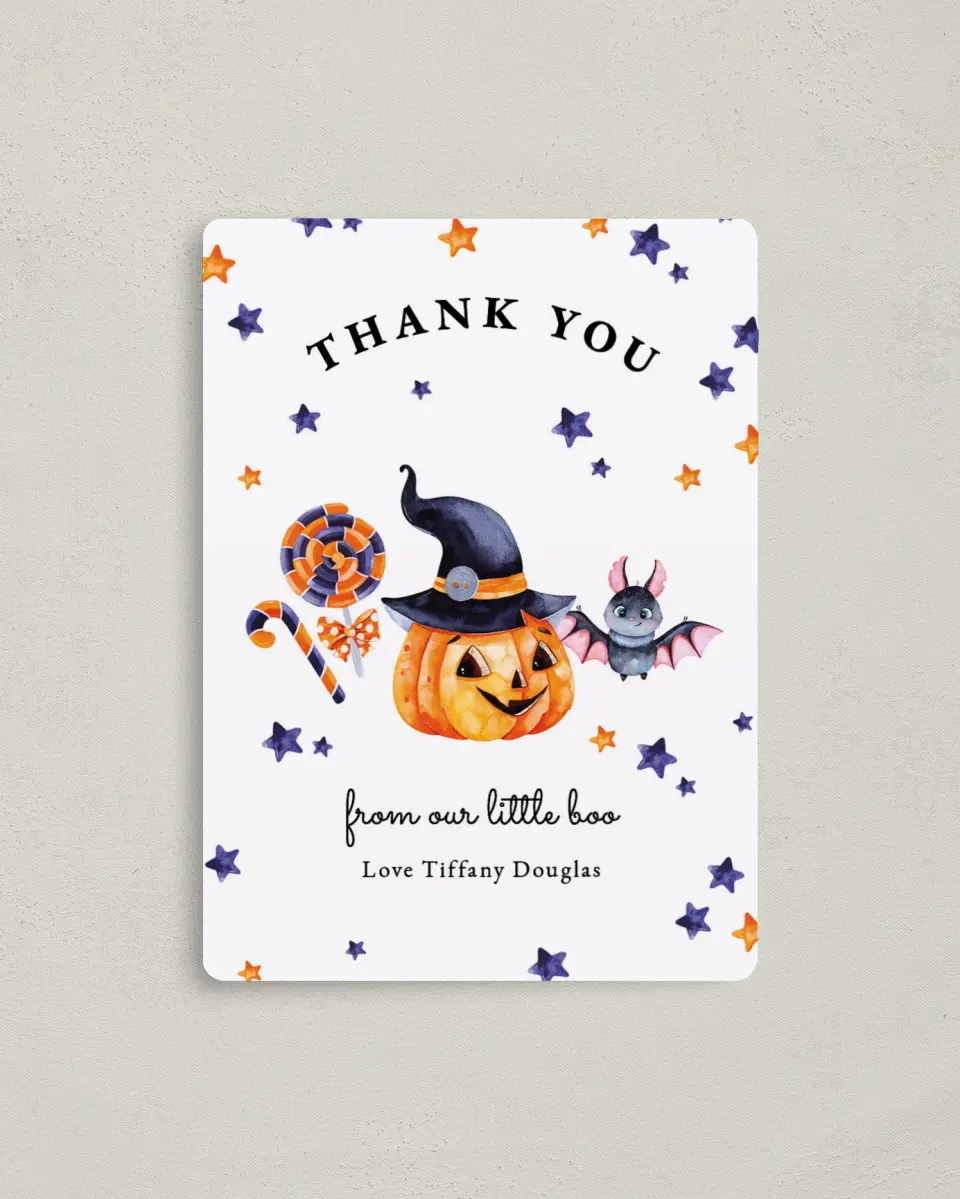 This is a 4" x 5½" Graduation Thank You Magnet called Little Boo printed in full color with a Luxe Satin finish