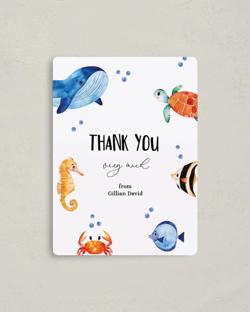 This is a 4" x 5½" Graduation Thank You Magnet called Submerged Shower printed in full color with a Luxe Satin finish