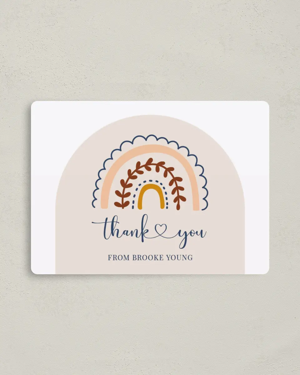 This is a 4" x 5½" Graduation Thank You Magnet called Rainbow Hello printed in full color with a Luxe Satin finish