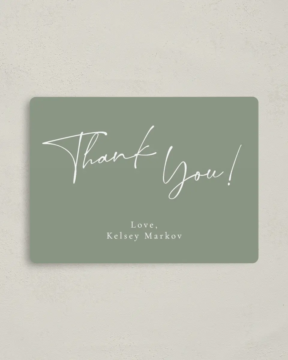 This is a 4" x 5½" Baby Shower Thank You Magnet called Oh Baby printed in full color with a Luxe Satin finish