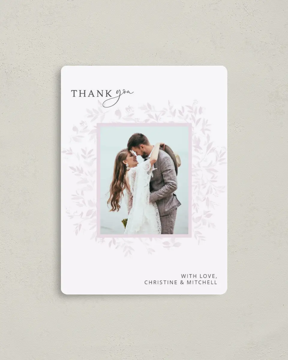 This is a 4" x 5½" Thank You Magnet called Lush Leaves printed in full color with a Luxe Satin finish