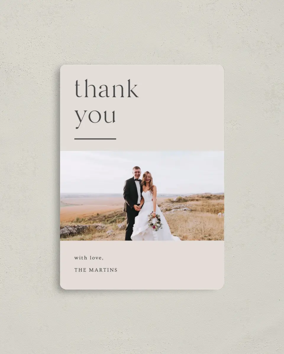 This is a 4" x 5½" Thank You Magnet called Simple Gathering printed in full color with a Luxe Satin finish