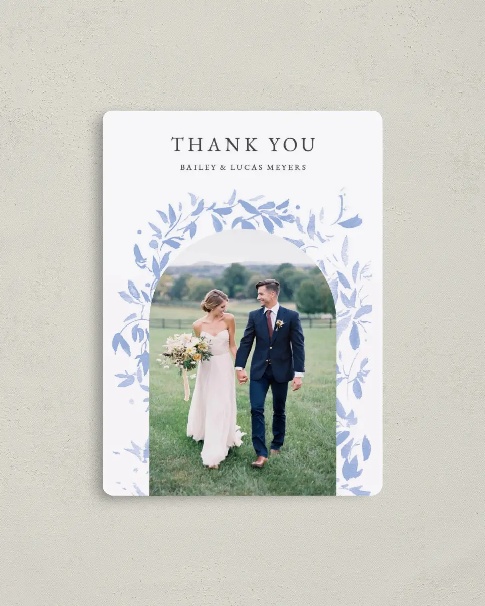 This is a 4" x 5½" Thank You Magnet called Soft Botanics printed in full color with a Luxe Satin finish