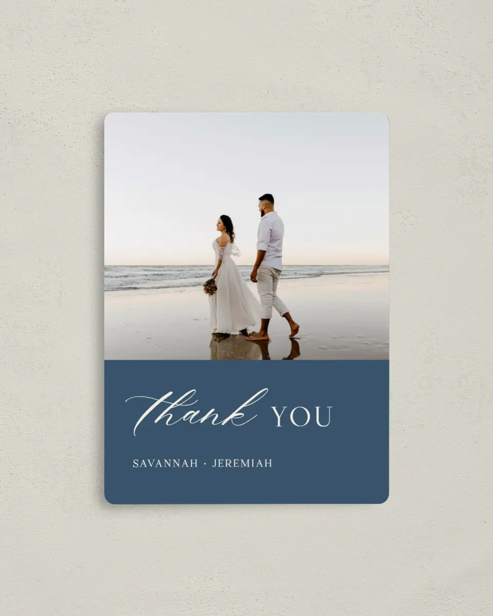 This is a 4" x 5½" Thank You Magnet called The Savannah printed in full color with a Luxe Satin finish