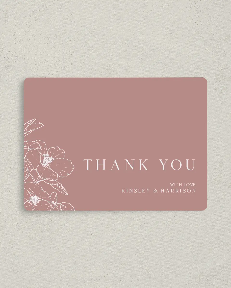 This is a 4" x 5½" Thank You Magnet called The Kinsley printed in full color with a Luxe Satin finish