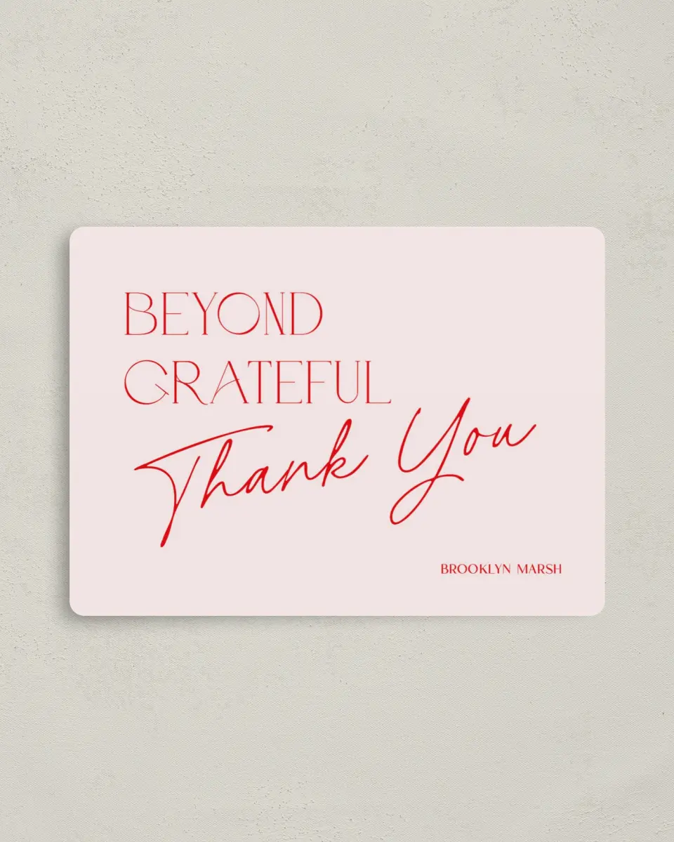 This is a 4" x 5½" Newlywed called Contemporary Chic printed in full color with a Luxe Satin finish