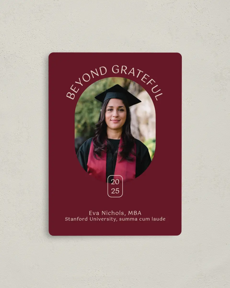 This is a 4" x 5½" Graduation Thank You Magnet called Worth the Hassle printed in full color with a Luxe Satin finish
