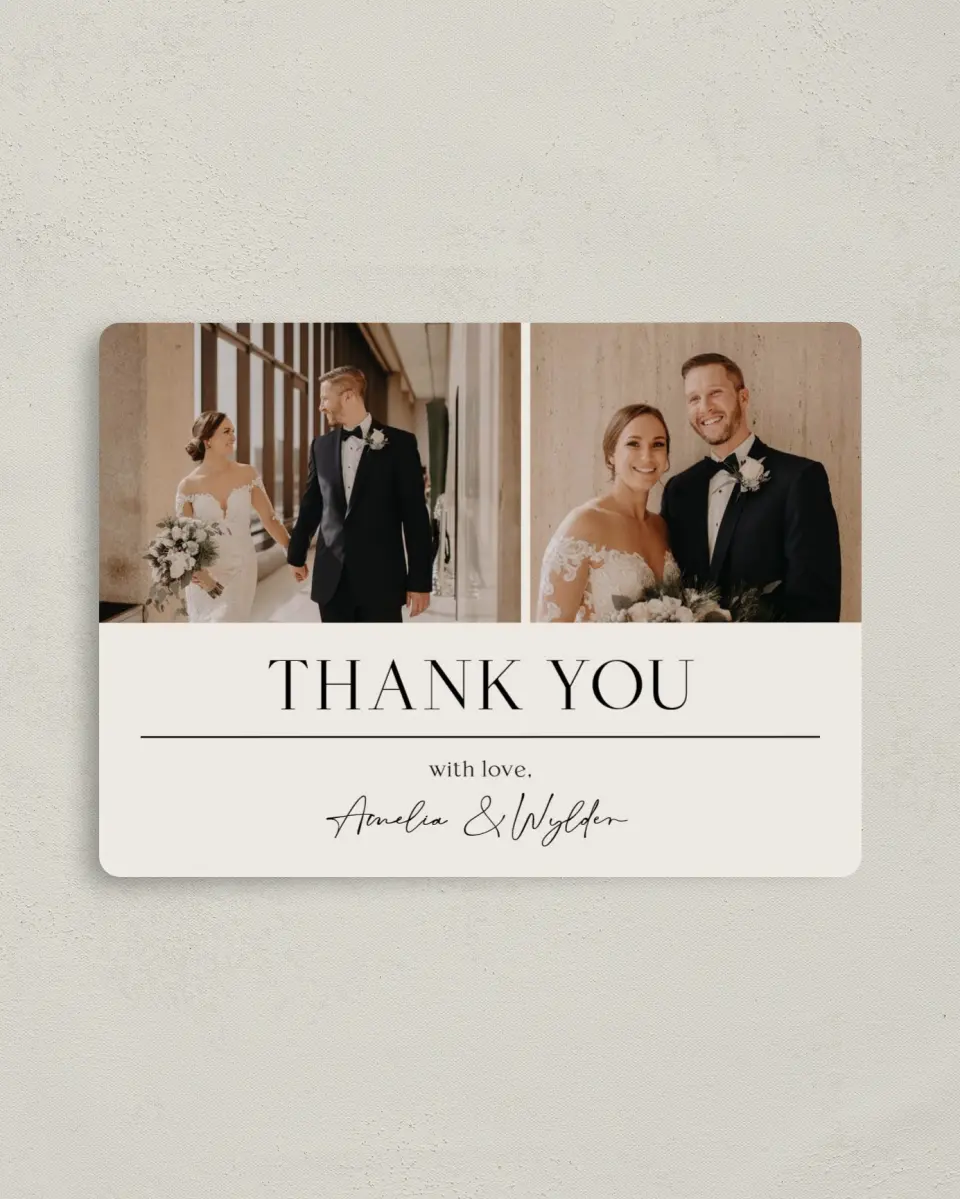 This is a 4" x 5½" Thank You Magnet called Noble Names printed in full color with a Luxe Satin finish