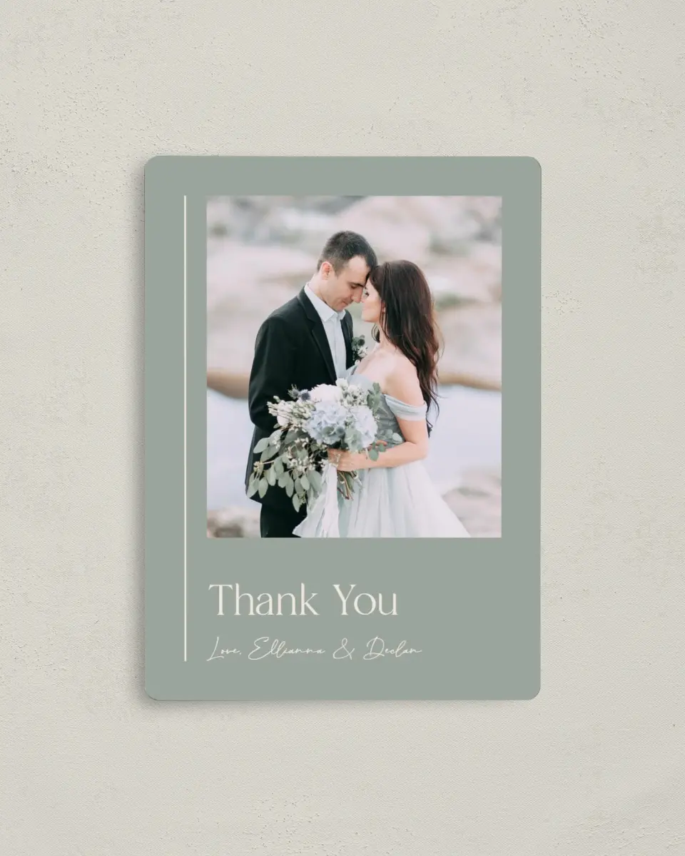 This is a 4" x 5½" Thank You Magnet called Elegant Lines printed in full color with a Luxe Satin finish