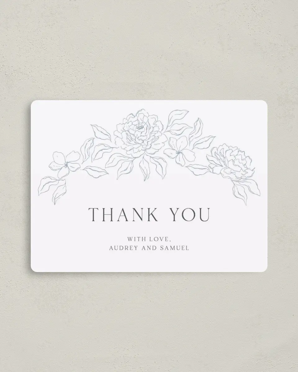 This is a 4" x 5½" Thank You Magnet called Graceful Petals printed in full color with a Luxe Satin finish