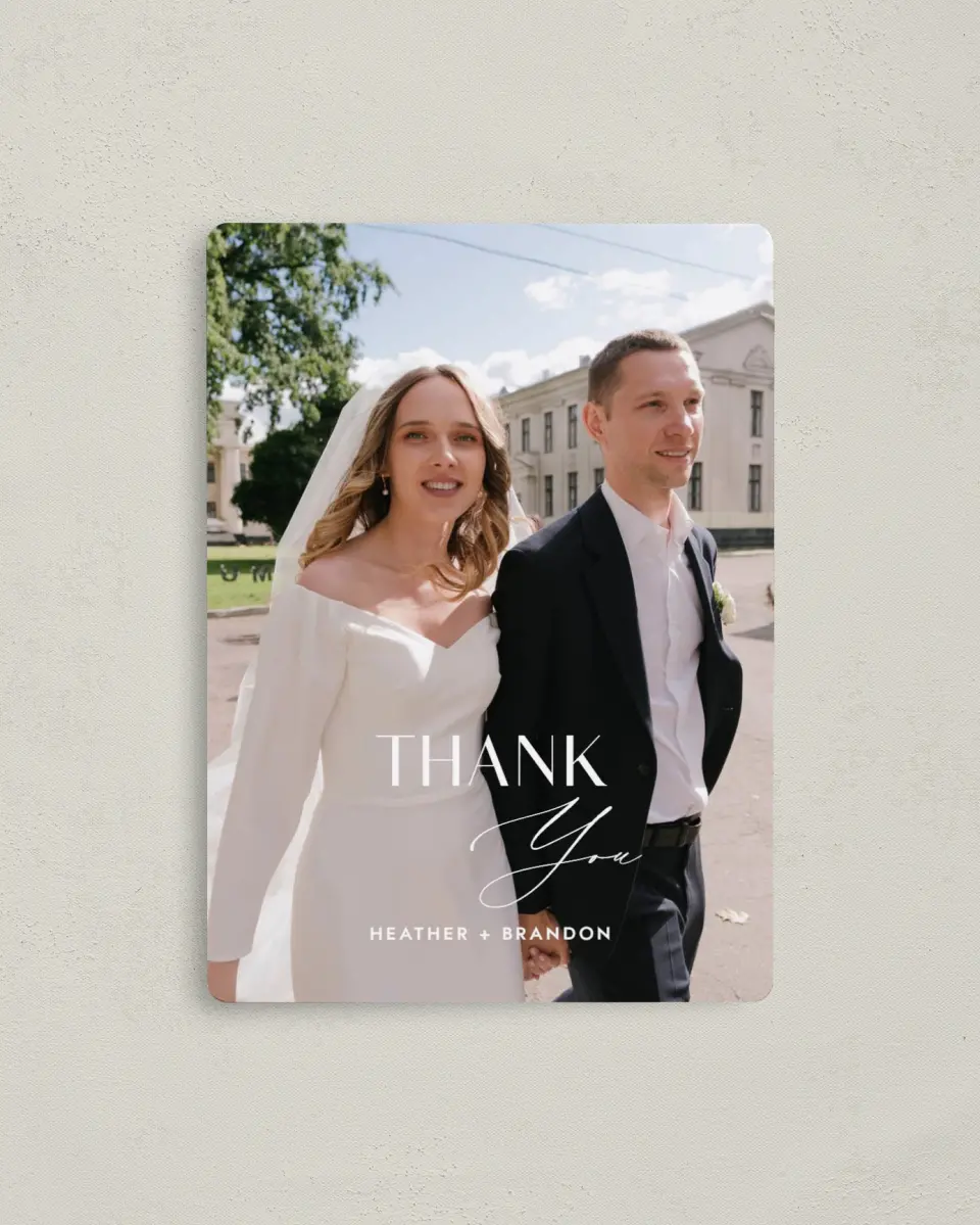 This is a 4" x 5½" Thank You Magnet called Neat Names printed in full color with a Luxe Satin finish