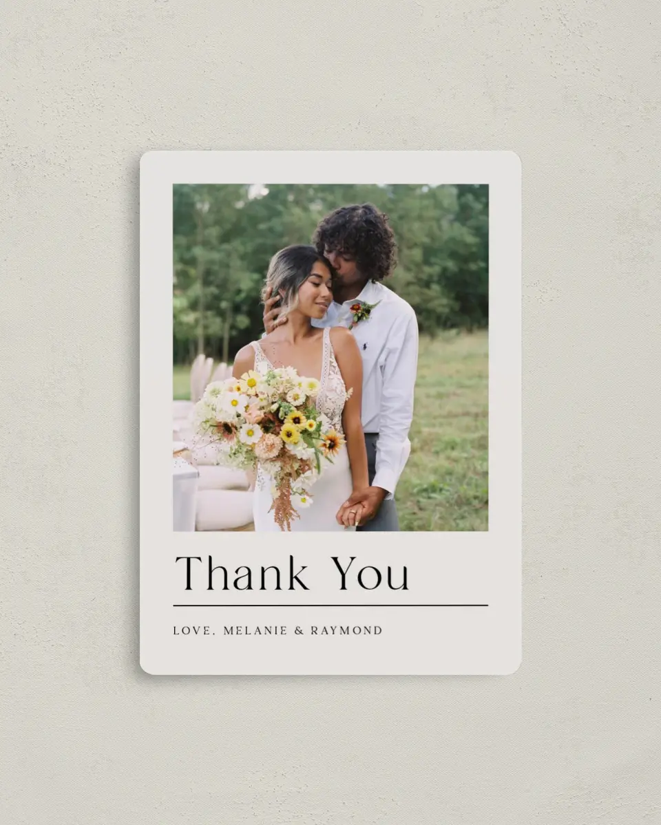 This is a 4" x 5½" Thank You Magnet called Styled Lines printed in full color with a Luxe Satin finish