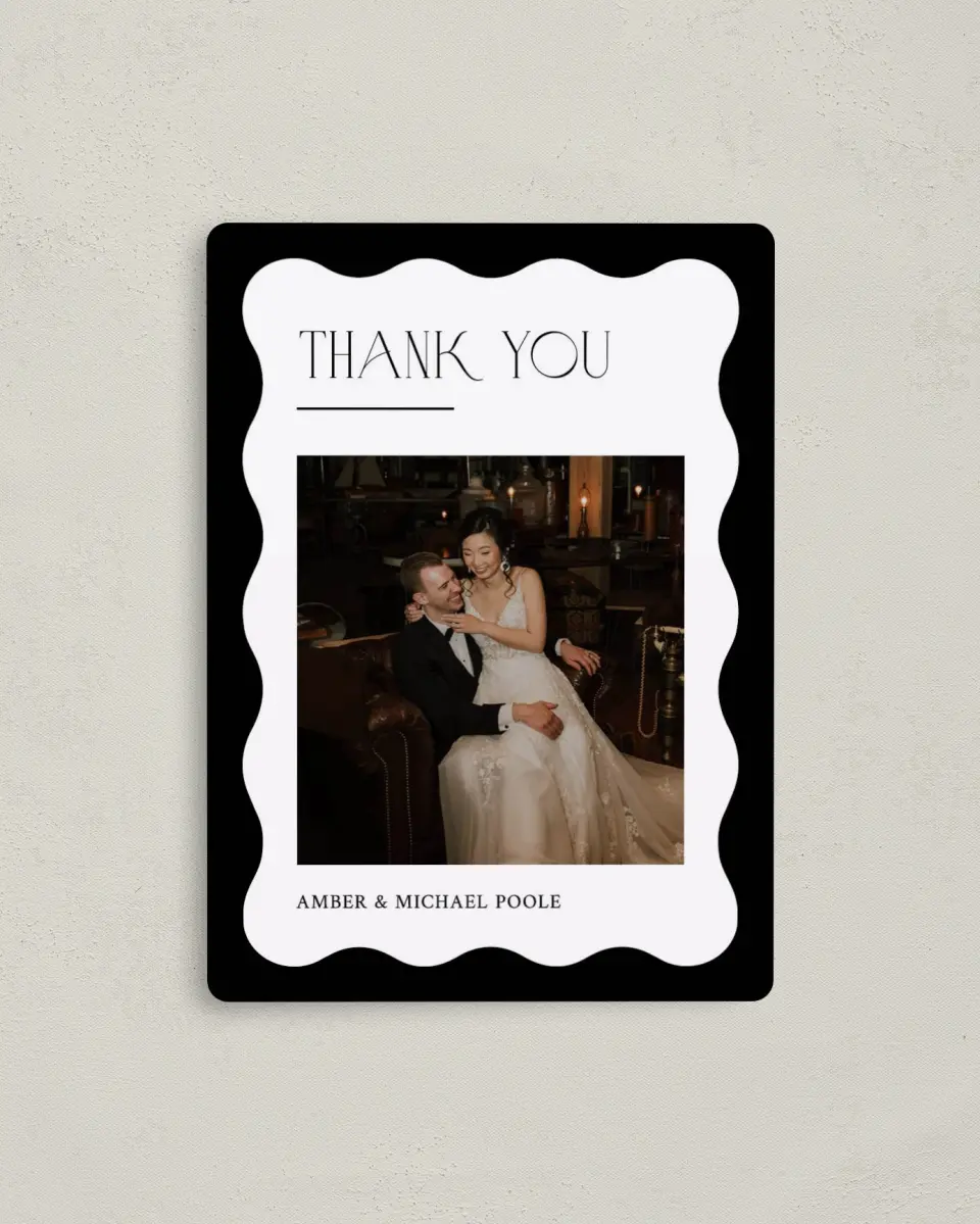 This is a 4" x 5½" Thank You Magnet called The Amber printed in full color with a Luxe Satin finish