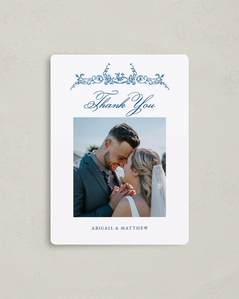 This is a 4" x 5½" Thank You Magnet called Ornamental Elegance printed in full color with a Luxe Satin finish