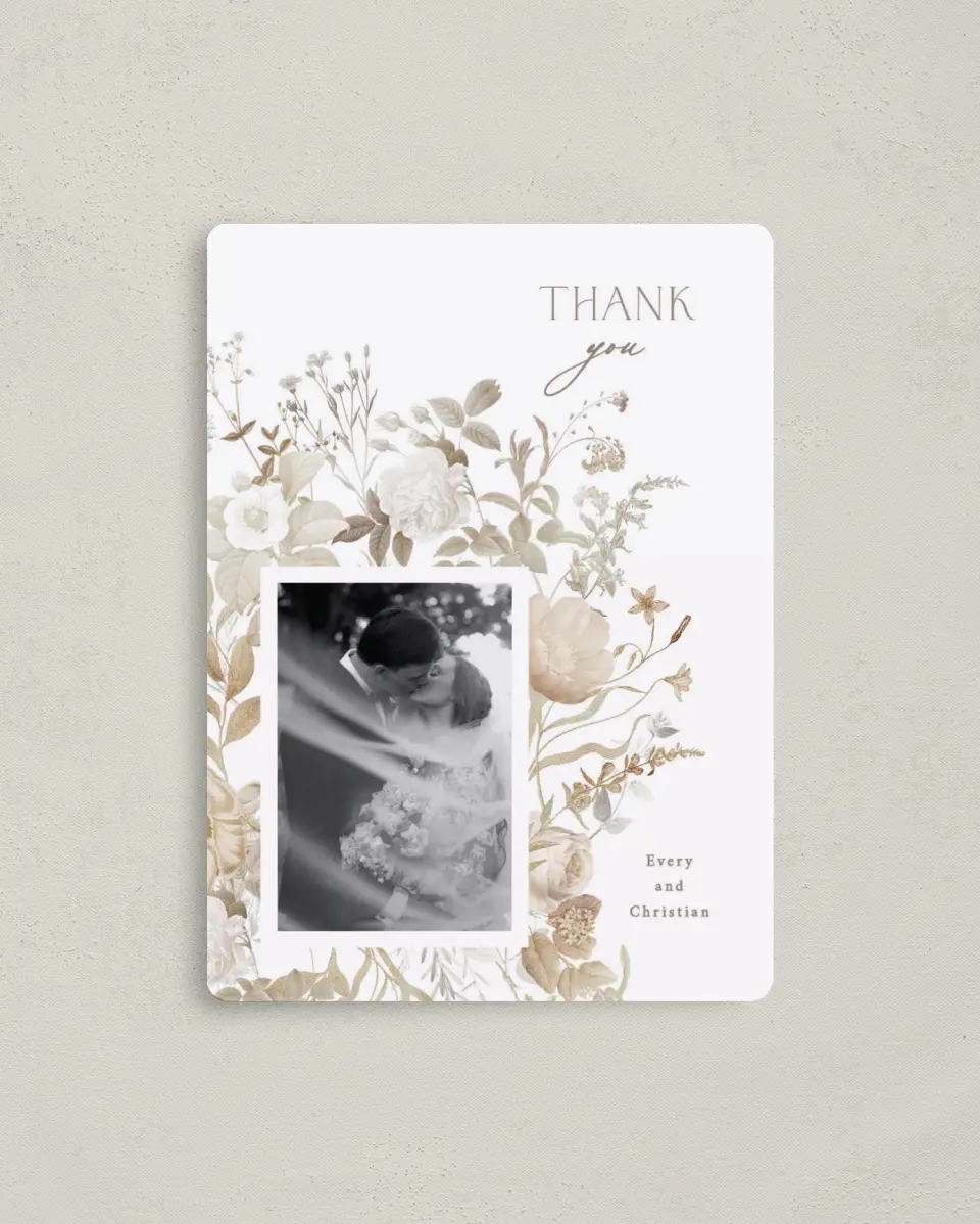 This is a 4" x 5½" Thank You Magnet called The Everly printed in full color with a Luxe Satin finish