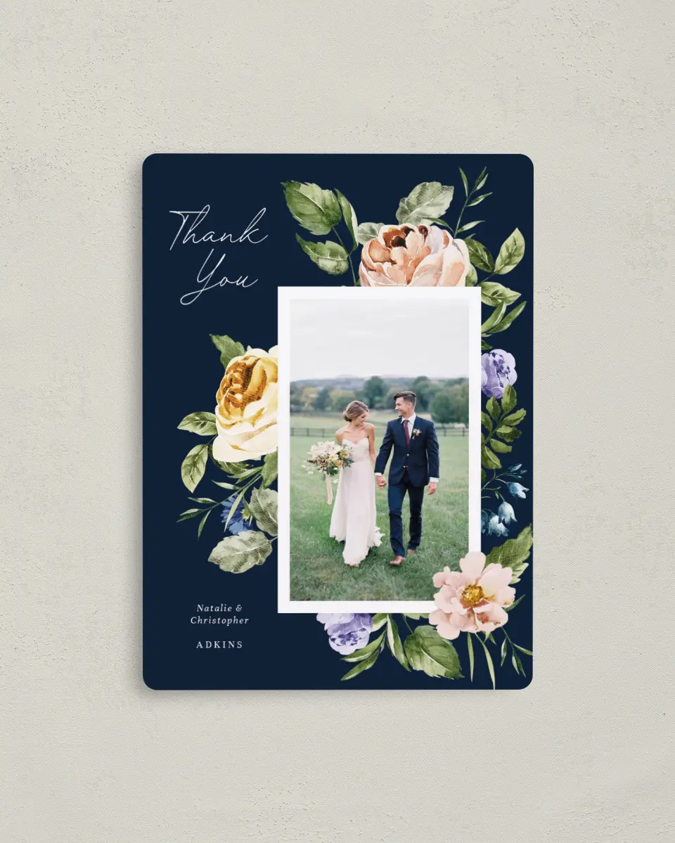 This is a 4" x 5½" Thank You Magnet called The Natalie printed in full color with a Luxe Satin finish