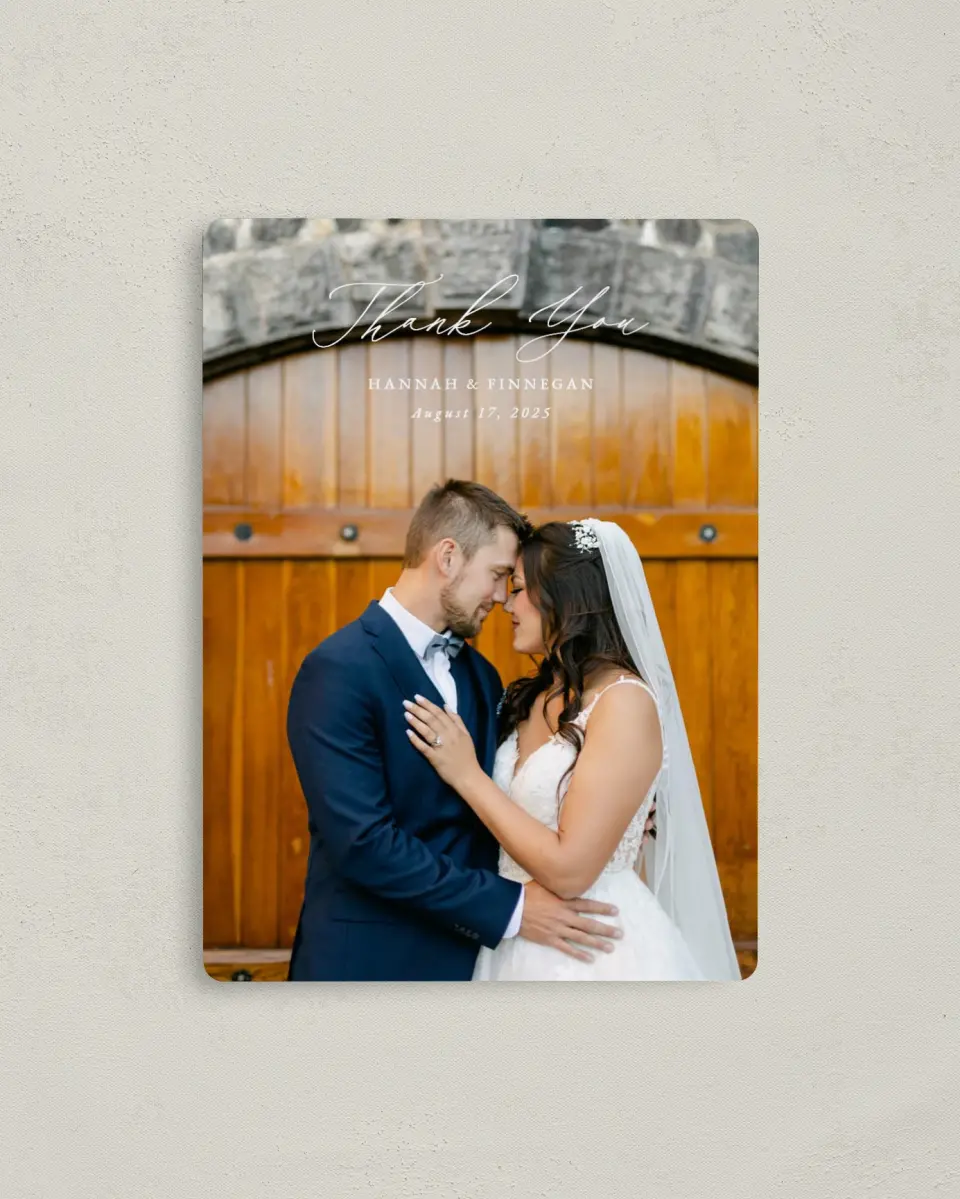 This is a 4" x 5½" Thank You Magnet called Modern Chinoiserie printed in full color with a Luxe Satin finish