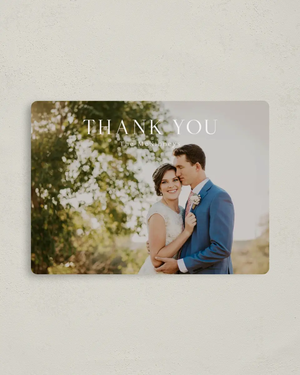 This is a 4" x 5½" Thank You Magnet called True Tradition printed in full color with a Luxe Satin finish