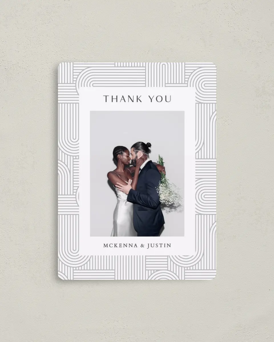 This is a 4" x 5½" Thank You Magnet called Geometric Elegance printed in full color with a Luxe Satin finish