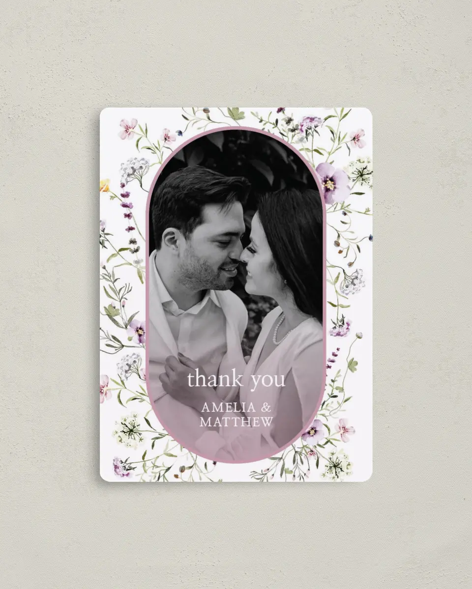 This is a 4" x 5½" Thank You Magnet called Whimsy Fairytale printed in full color with a Luxe Satin finish