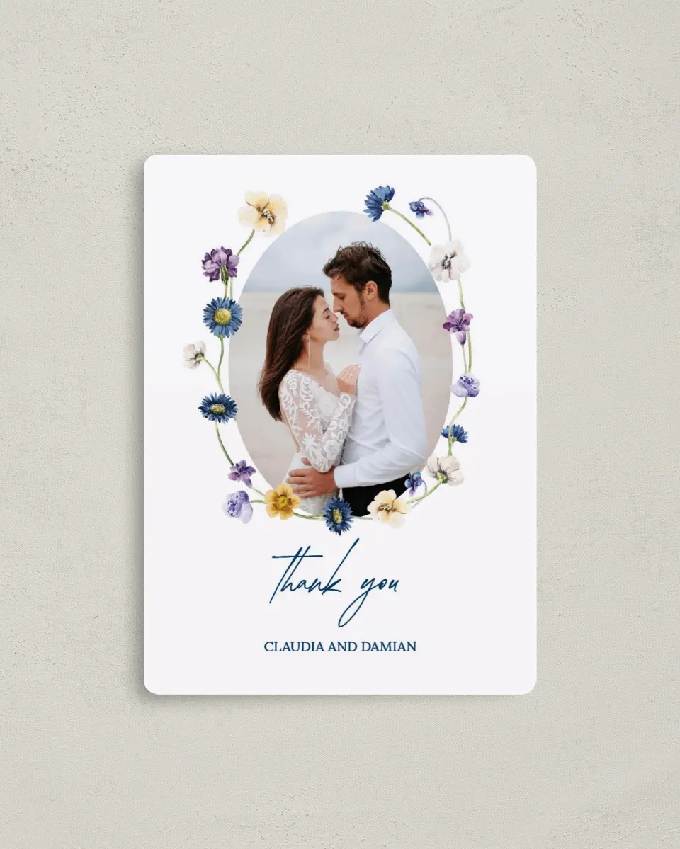 This is a 4" x 5½" Thank You Magnet called Wildest Dream printed in full color with a Luxe Satin finish