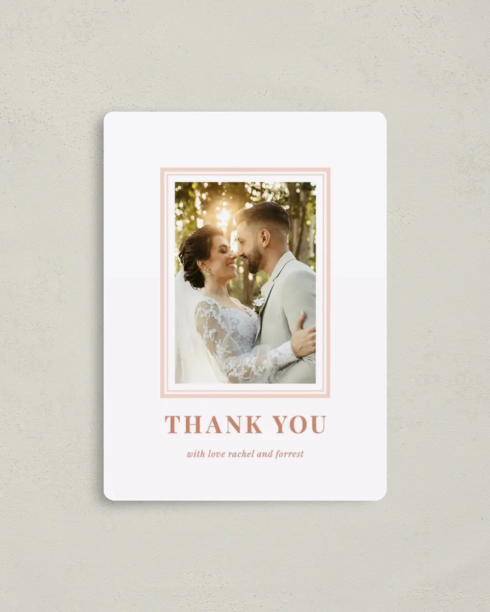 This is a 4" x 5½" Thank You Magnet called Gorgeous Blush printed in full color with a Luxe Satin finish