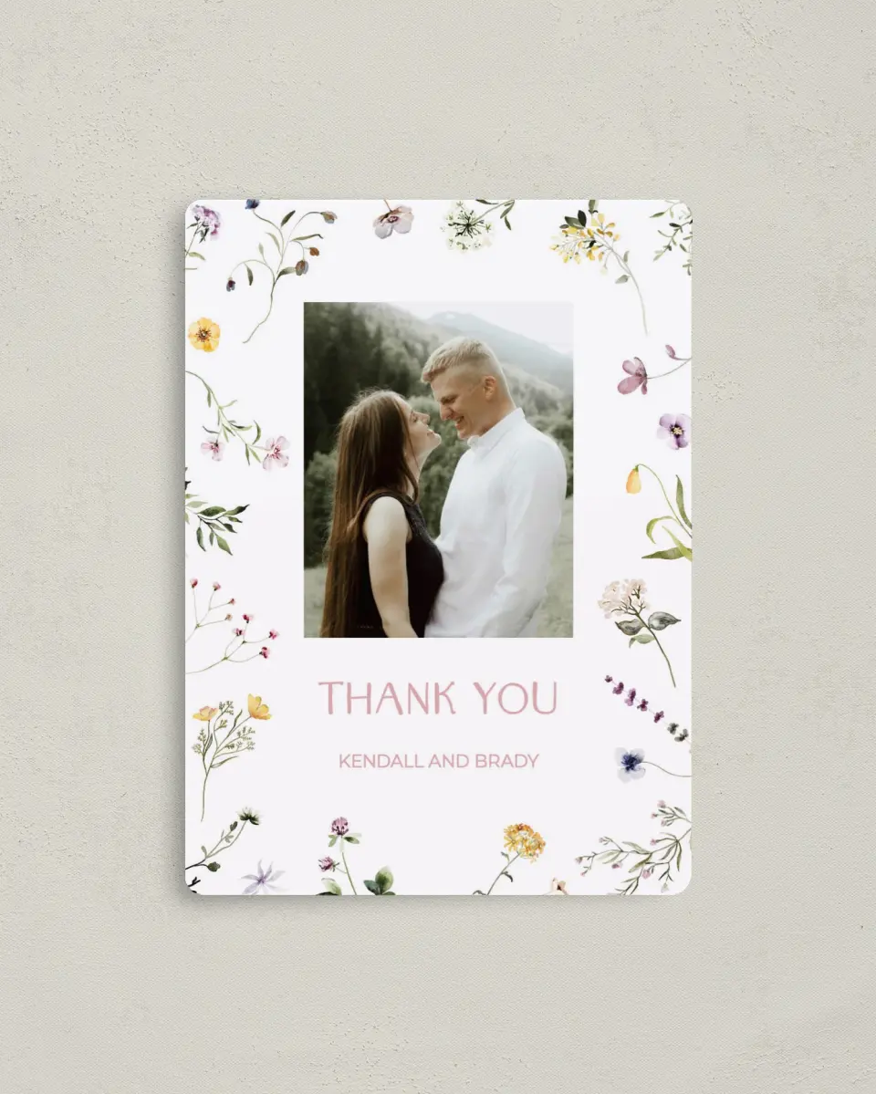 This is a 4" x 5½" Thank You Magnet called Efflorescence printed in full color with a Luxe Satin finish