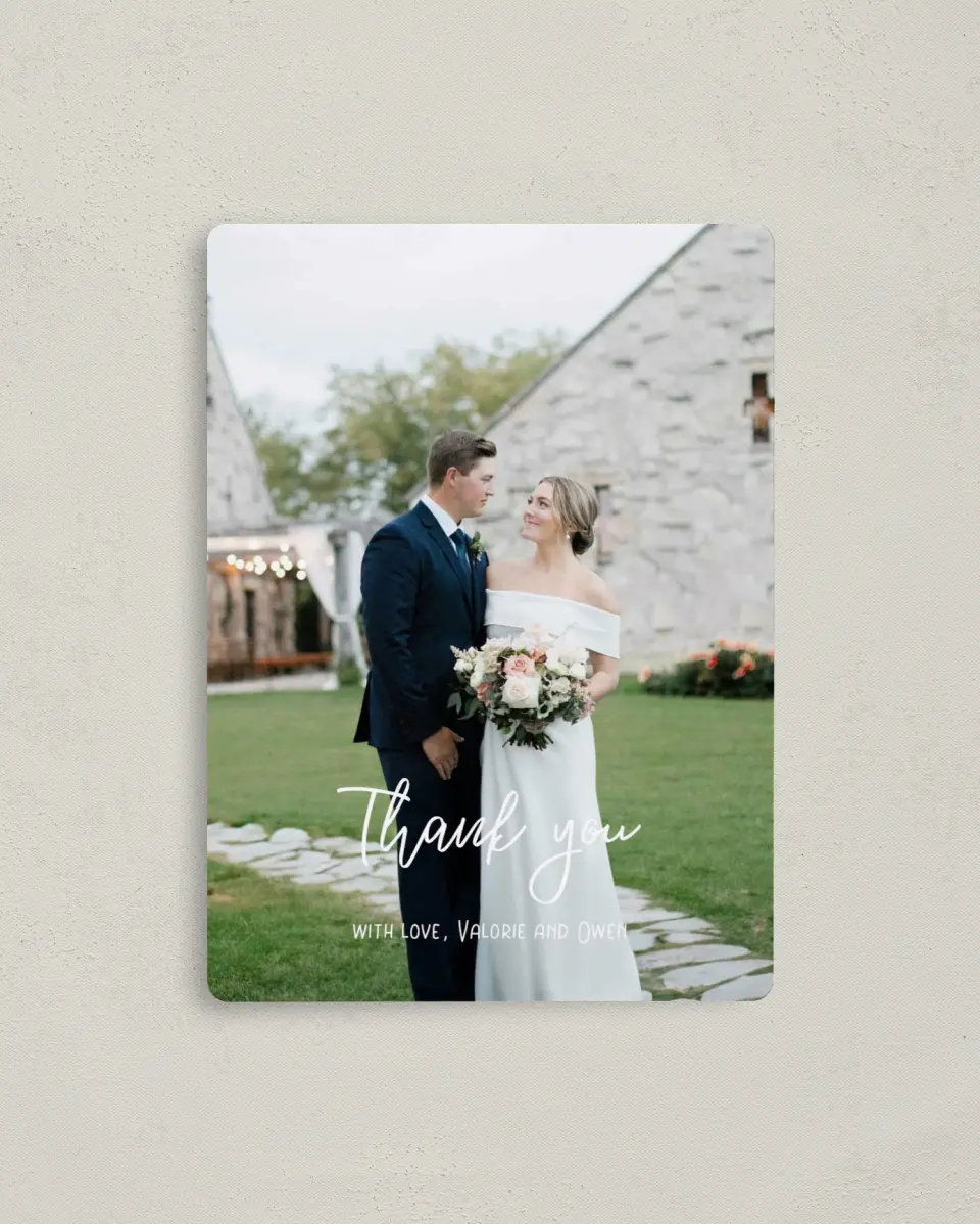 This is a 4" x 5½" Thank You Magnet called Hopeful Floral printed in full color with a Luxe Satin finish