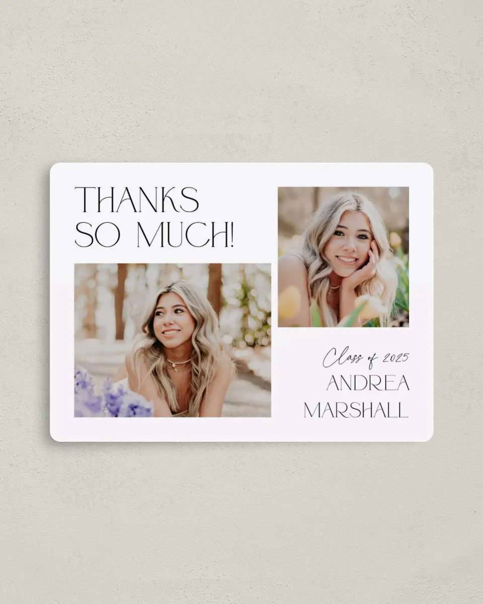 This is a 4" x 5½" Graduation Thank You Magnet called Love This Little Life printed in full color with a Luxe Satin finish