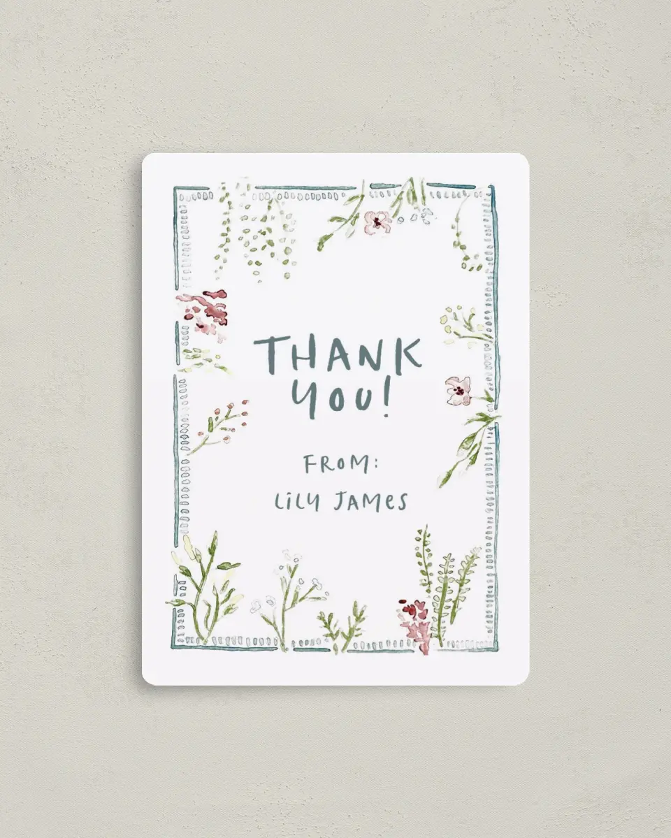 This is a 4" x 5½" Graduation Thank You Magnet called Picking New Petals printed in full color with a Luxe Satin finish
