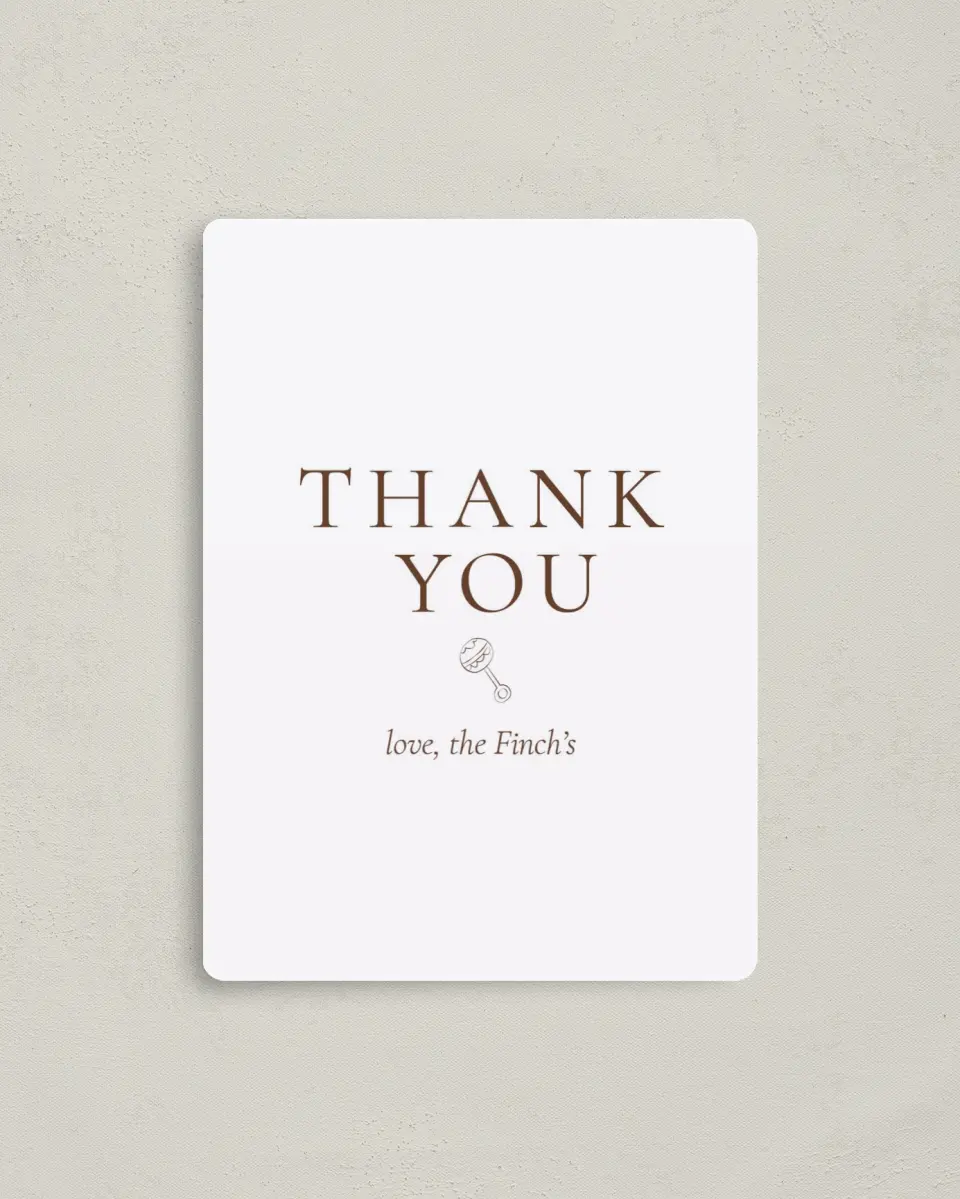 This is a 4" x 5½" Graduation Thank You Magnet called Mini Me printed in full color with a Luxe Satin finish