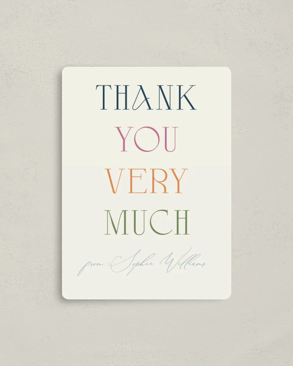 This is a 4" x 5½" Graduation Thank You Magnet called Warm Welcome printed in full color with a Luxe Satin finish