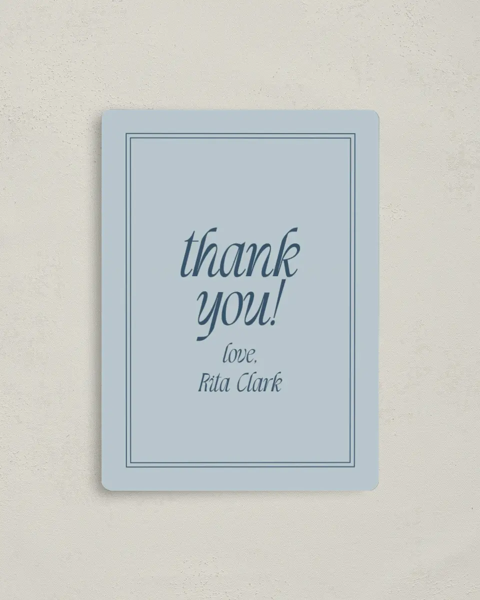 This is a 4" x 5½" Graduation Thank You Magnet called Breezy Brunch printed in full color with a Luxe Satin finish
