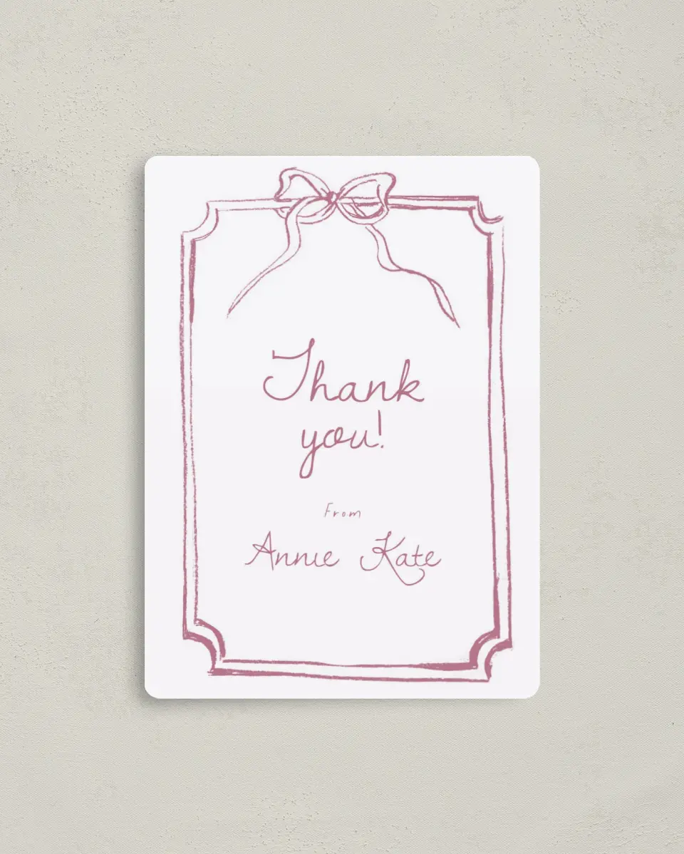 This is a 4" x 5½" Graduation Thank You Magnet called Careful Coquette printed in full color with a Luxe Satin finish