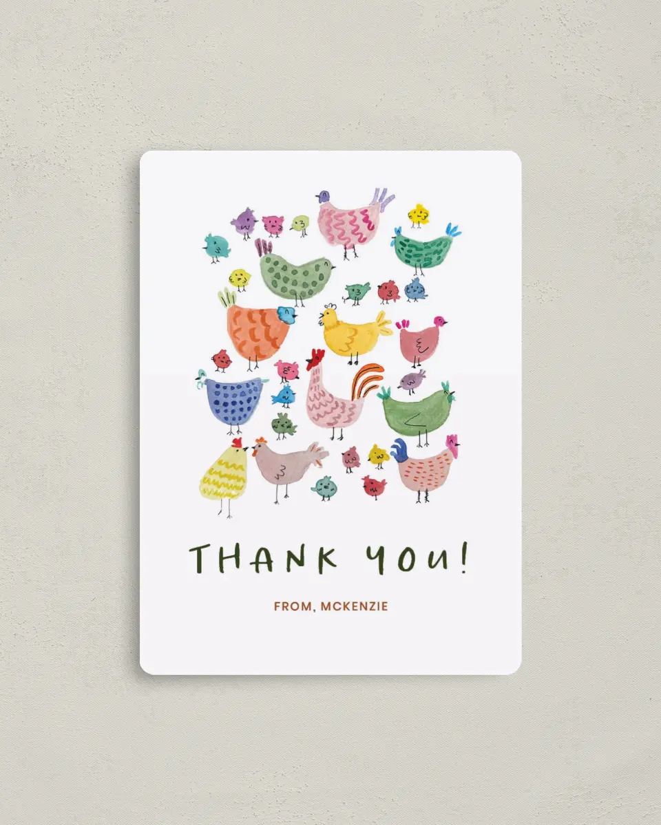 This is a 4" x 5½" Graduation Thank You Magnet called Little Chickadee printed in full color with a Luxe Satin finish