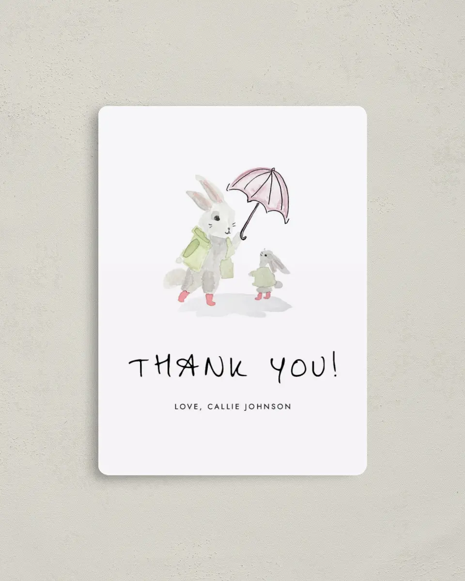 This is a 4" x 5½" Graduation Thank You Magnet called Shower Wishes printed in full color with a Luxe Satin finish
