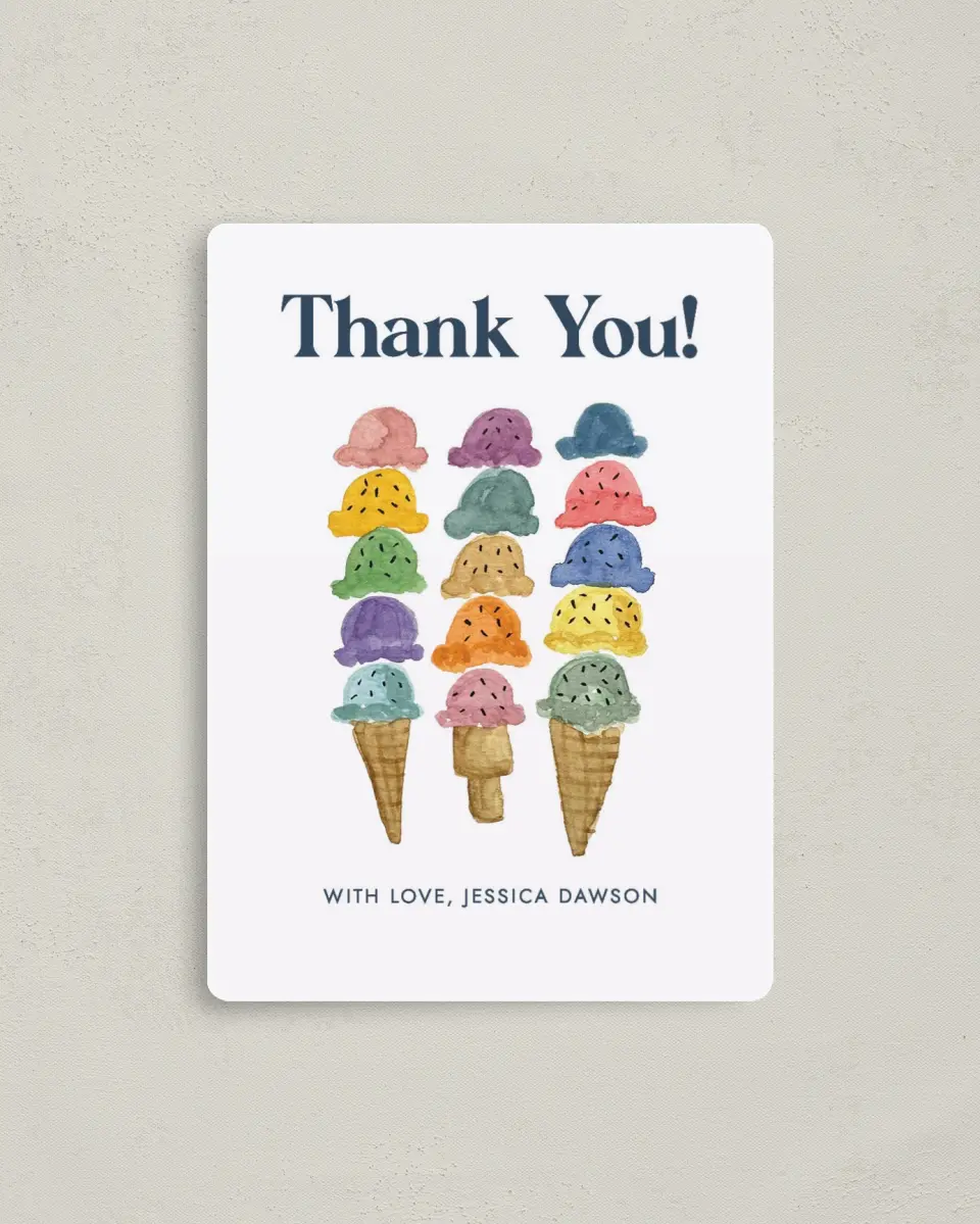 This is a 4" x 5½" Graduation Thank You Magnet called Joy Sprinkles printed in full color with a Luxe Satin finish