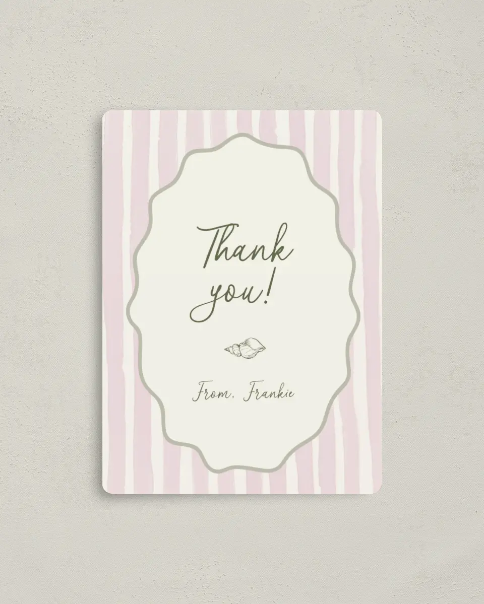 This is a 4" x 5½" Newlywed called Coastal Charm printed in full color with a Luxe Satin finish