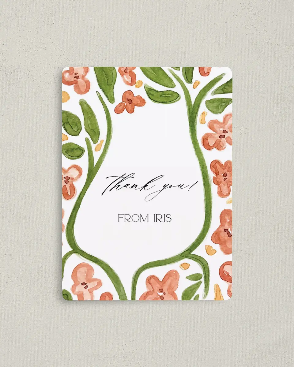 This is a 4" x 5½" Newlywed called Budding Blooms printed in full color with a Luxe Satin finish