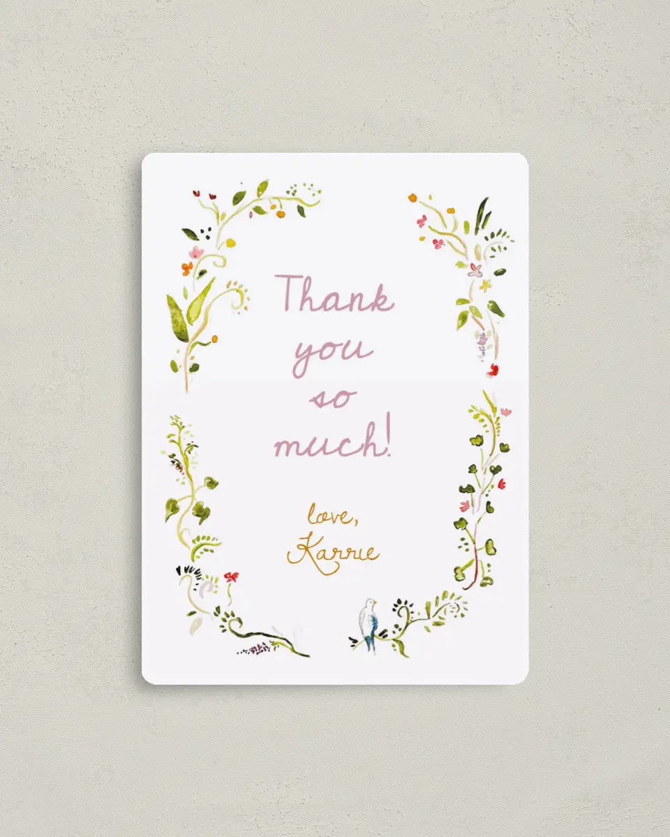 This is a 4" x 5½" Newlywed called Fairy Garden printed in full color with a Luxe Satin finish