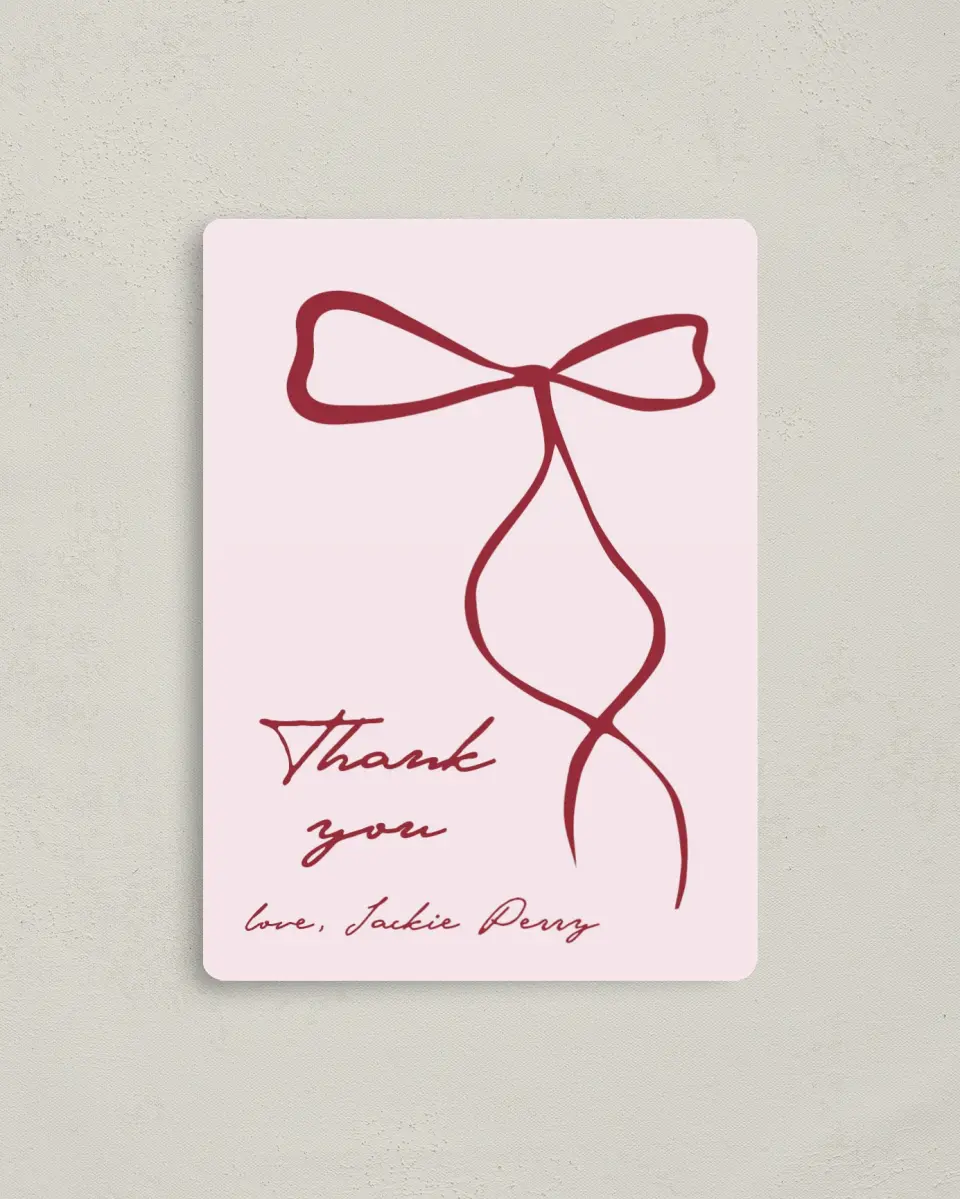 This is a 4" x 5½" Newlywed called Tied the Knot printed in full color with a Luxe Satin finish