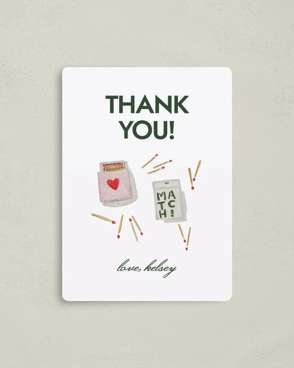 This is a 4" x 5½" Newlywed called Perfect Match printed in full color with a Luxe Satin finish