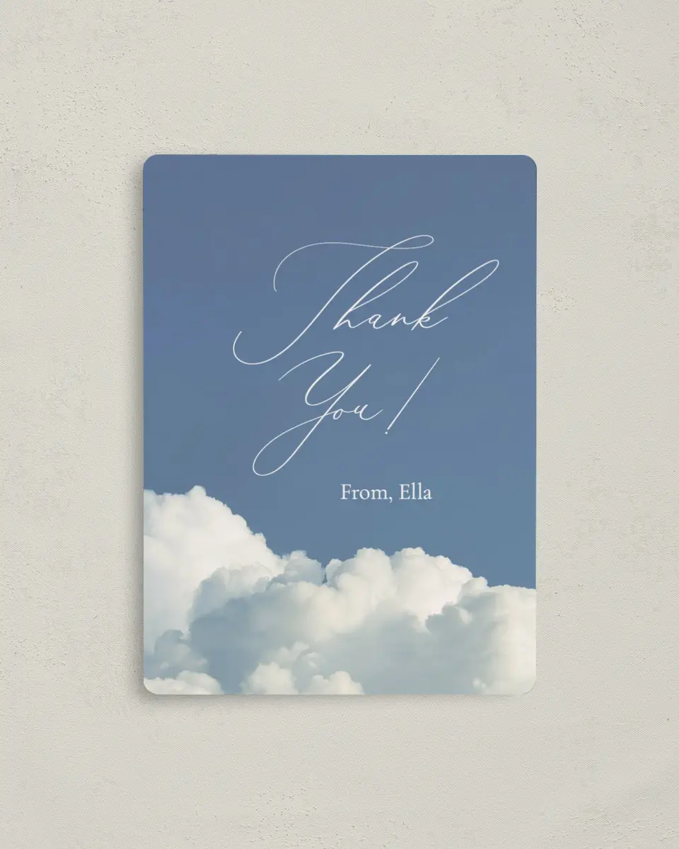 This is a 4" x 5½" Newlywed called Cloud 9 printed in full color with a Luxe Satin finish