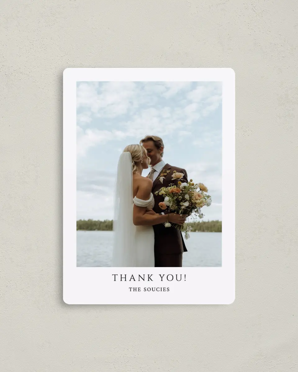 This is a 4" x 5½" Thank You Magnet called Classic Romance printed in full color with a Luxe Satin finish