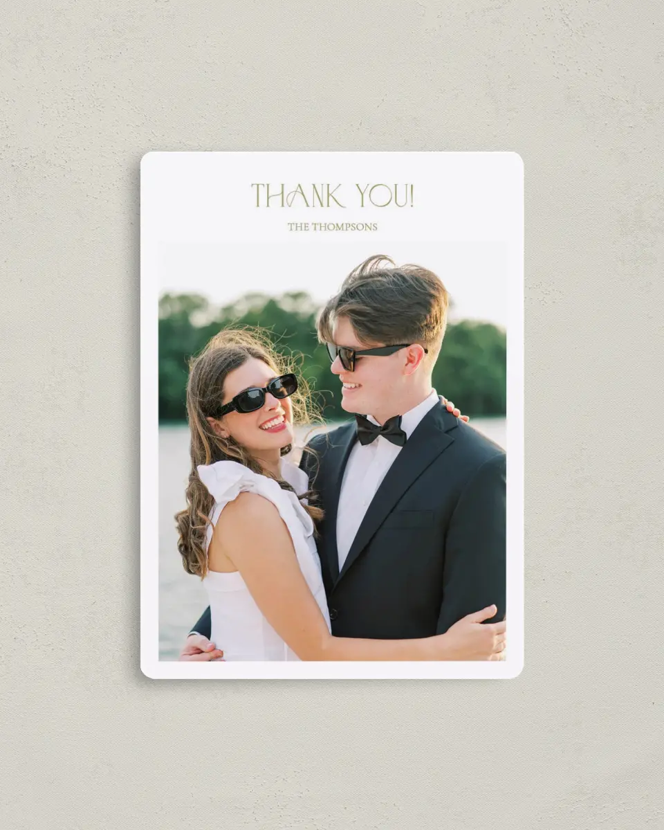 This is a 4" x 5½" Thank You Magnet called Forever in Bloom printed in full color with a Luxe Satin finish