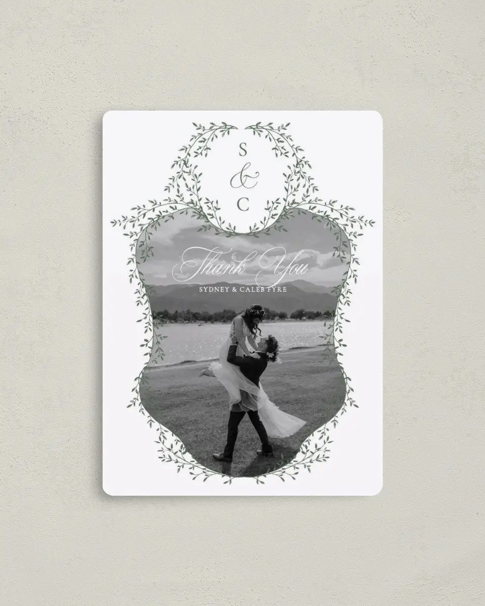 This is a 4" x 5½" Thank You Magnet called Elegant Frame printed in full color with a Luxe Satin finish