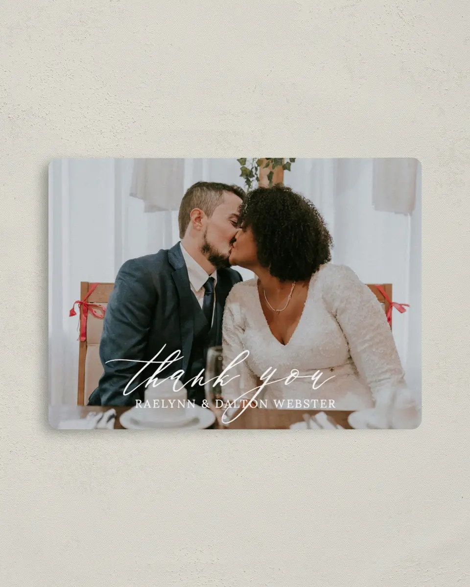 This is a 4" x 5½" Thank You Magnet called Blushing Rose printed in full color with a Luxe Satin finish