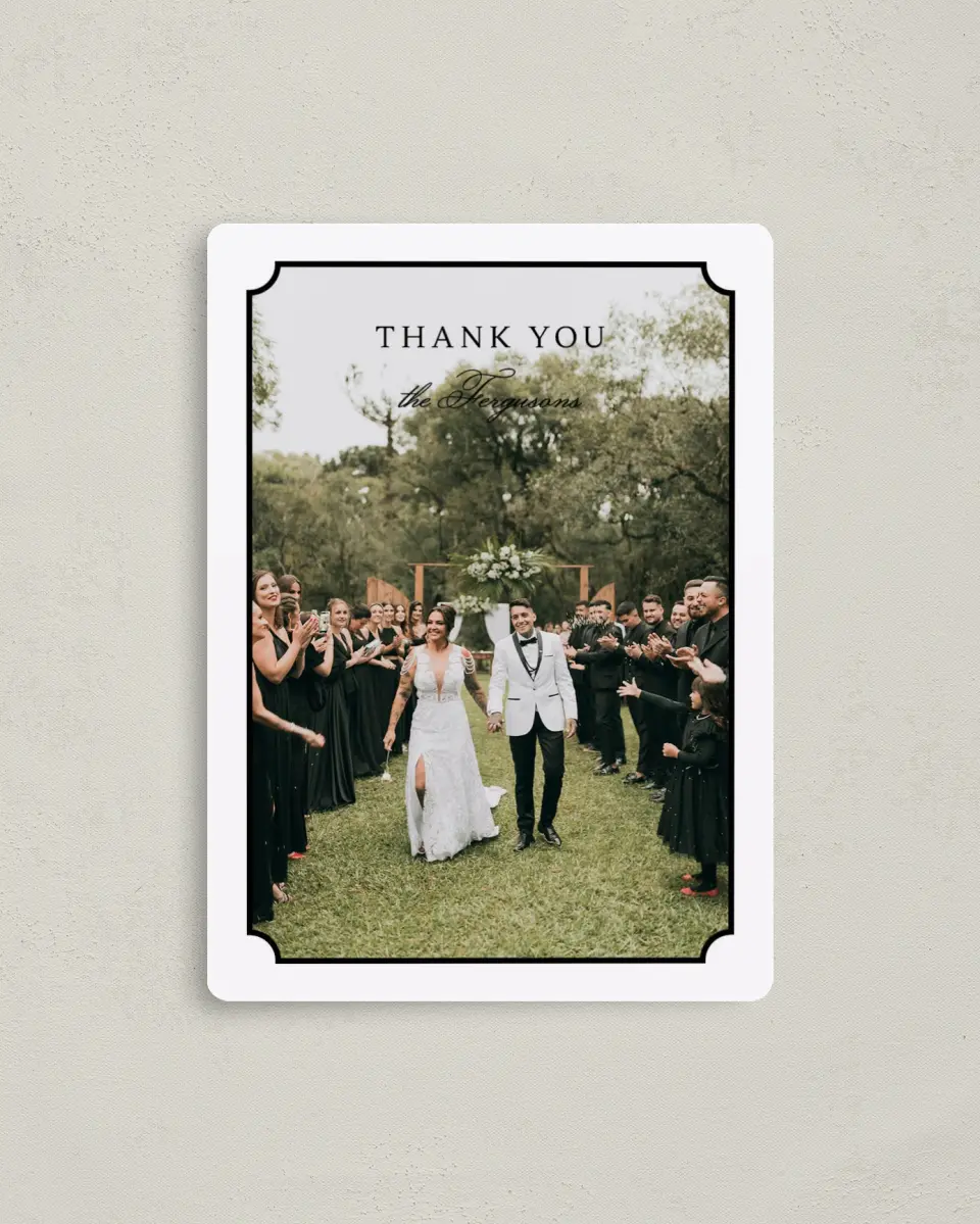 This is a 4" x 5½" Thank You Magnet called Elegant Tradition printed in full color with a Luxe Satin finish